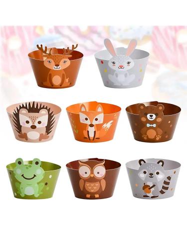 48pcs Baby Safari Jungle Animals Cupcake Toppers with Wrappers Woodland Animal Kids Birthday Cake Toppers Decor Forest Themed Cupcake Toppers for Baby Shower Birthday Gender Reveal Party Decor - Buy Online on GoSupps.com