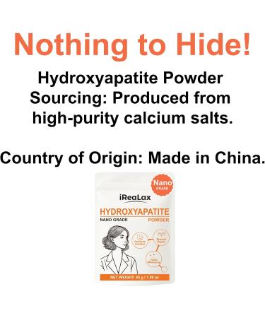 iReaLax 100% Pure Hydroxyapatite Powder 45g (1.59 oz) | Nano Grade Hydroxyapatite Powder for Teeth | DIY Toothpaste Teeth Whitening & Soap Making - Buy Online on GoSupps.com