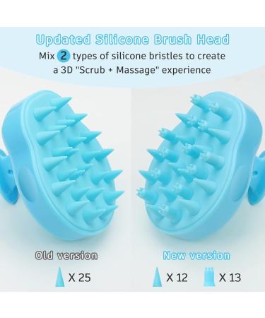 Fretech Updated Scalp Massage Brush - Dual Silicone Bristles for Sensitive Scalp Hair Growth & Gentle Cleansing - Light Blue - Buy Online on GoSupps.com