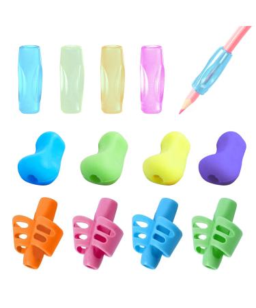 Bozily 12 pieces pencil handles ergonomic pen holder for different pens correct handwriting for children kindergarten adults.