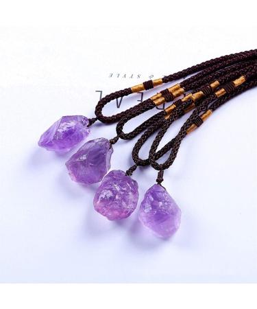 Natural Stone 1pc Random Natural Raw Amethyst Clear Rose Citrine Rough Stone Necklace Quartz Crystal Reiki Pendant Gift Gems Stone Mineral Specimen
