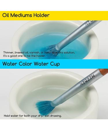 MEEDEN Ceramic Palette Cups - 2Pcs Porcelain Artist Paint Palette Cups with Lid and Beech Wood Tray for Oil Painting - Solvent and Oil Container - Buy Online on GoSupps.com