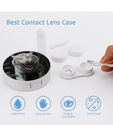 White Tiger Contact Lens Case with Mirror | Portable & Cute Travel Kit for Eye Contacts - Buy Online on GoSupps.com