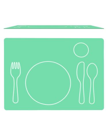 Montessori Toddler Silicone Dining Mat Non-Slip Easy-to-Clean Placemat for Setting the Table Montessori Practical Life GREEN- Kids House