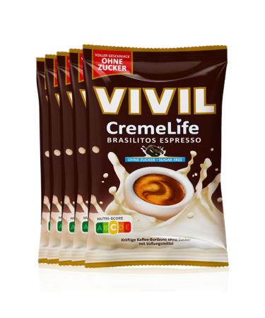 Vivil Creme Life Brasilitos Espresso 5 bags strong cream bonbons with coffee taste sugar -free 5 x 110g brasilitos espresso 1 piece (5 Pack)