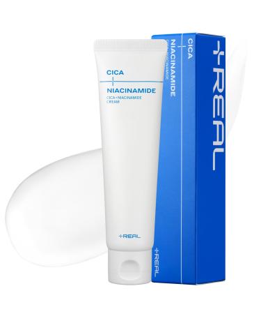PLUSREAL Cica + Niacinamide Cream Redness Relief & Skin Barrier Repair Cream for Dry and Sensitive Skin|Korean Skincare|Fragrance Free|Vegan|Centella asiatica Cream with Niacinamide 2.02 fl.oz.