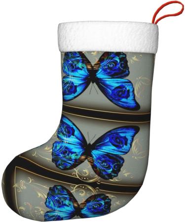 Buy Ffexs Merry Christmas Velvet Socks - Blue Butterfly Design | One Size Holiday Gift - Buy Online on GoSupps.com