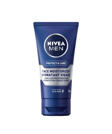 NIVEA MEN Protect & Care Face Moisturizer for Dry Skin Men's Face Lotion with Aloe Vera Non-Greasy Fast-Absorbing Men's Moisturizer for Face 24H Hydration Dermatologically-Tested Skin Care 75mL