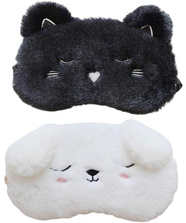 Zeiwohndc Plush White Dog Sleep Mask - Cute Cartoon Animal Design | Satin Lined Blindfold for Home & Travel - Buy Online on GoSupps.com