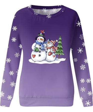 Shop Women's Christmas Sweater - Santa Claus Pullover Long-Sleeved Ugly Moose Print Festive Tops in 3XL Purple - Buy Online on GoSupps.com