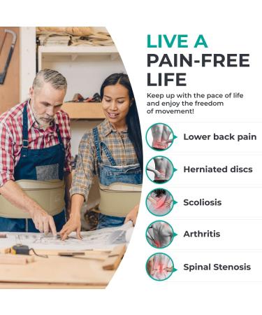 Modvel Back Bandage Lumbar Support for Men & Women - Orthopedic Posture Corrector & Back Pain Relief - Available in S/M/L Nude  - Buy Online on GoSupps.com