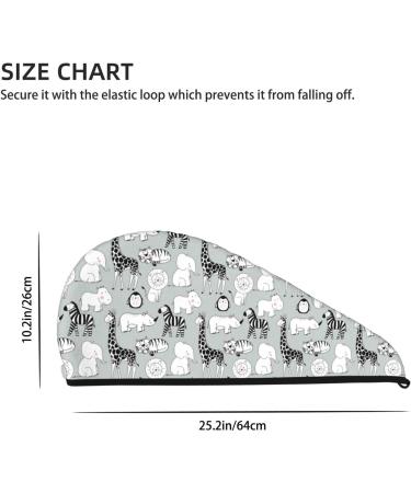 Hair Towel Wrap - Quick-Dry Hair Turban with Button | African Animals Design - Perfect for Easy Hair Drying - Buy Online on GoSupps.com