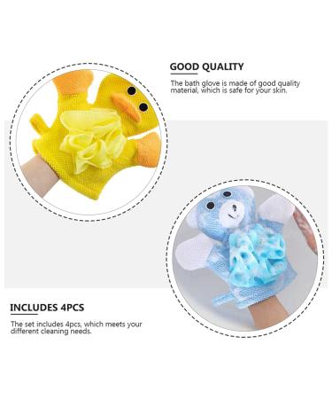 EXCEART 4pcs Kids Wash Gloves Bath Sponge Mitt Set - Children's Puppet Shower Loofah Gloves - Buy Online on GoSupps.com
