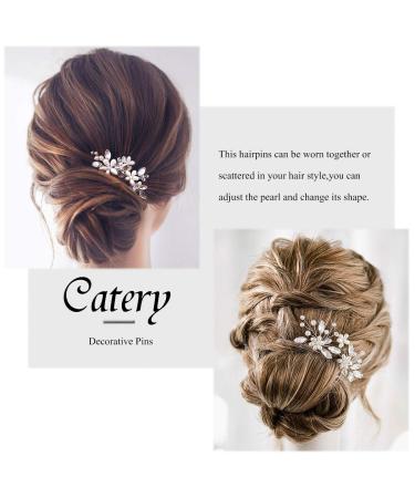 Catery Pearl Crystal Wedding Hair Pins Bridal Hair Pieces - Pack of 2, Silver Accessories for Women - Buy Online on GoSupps.com
