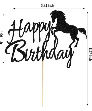 Arthsdite Horse Happy Birthday Cake Topper Horse Racing Theme Birthday Party Decoration for Boys Girls Men Women Kids Birthday Party Decoration Supplies-Black Glitter - Buy Online on GoSupps.com