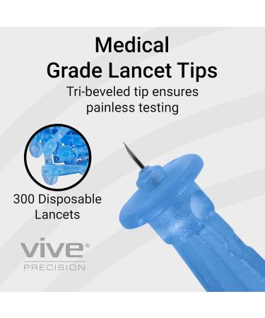 Vive Easy-Twist Lancets for Diabetes - 300 Count 30 Gauge Single Use Finger Pricker for Glucose Monitoring - Safe & Disposable Testing Needles - Buy Online on GoSupps.com