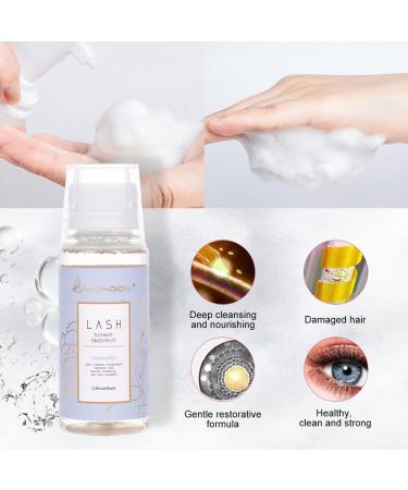 Lunamoon Eyelash Shampoo Concentrate 80ml - Gentle Foam Cleaner for Eyelash Extensions | Includes 120ml Empty Bottles & 4 Cleaning Brushes (Unscented) - Buy Online on GoSupps.com