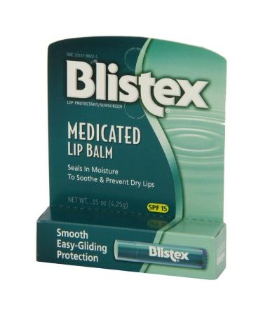 Blistex Medicated Lip Balm with SPF 15 for Dryness Chapping and Soothes Irritated Lips 0.15oz - Pack of 6