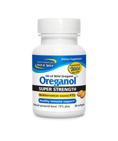 NORTH AMERICAN HERB & SPICE Super Strength Oreganol P73 - 60 Softgels - Immune System Support - Vegan Friendly Wild Oregano - 285% More Potent Than Regular Strength - Non-GMO - 60 Servings