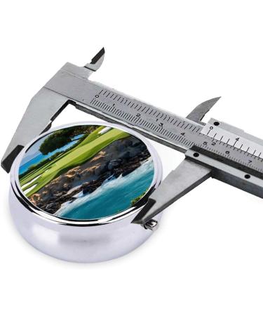 Hawaii Beach Golf Course Mini Round Pill Box | 3 Compartment Travel Pill Organizer | Portable Medicine Case for Home & Office - Buy Online on GoSupps.com