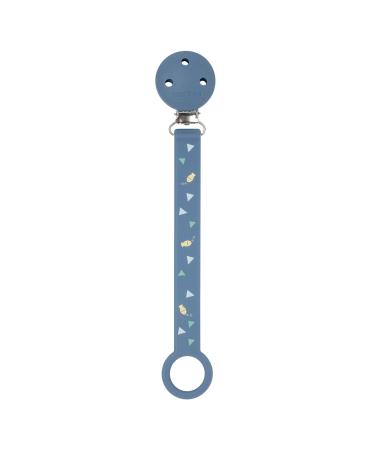 Nattou Pacifier Clip with Universal Holder Silicone 21 cm Dark Blue Pattern