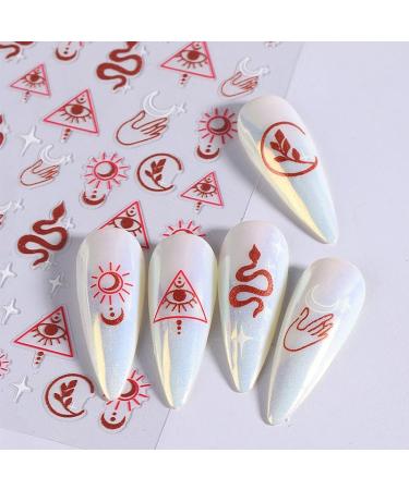 JMEOWIO 9 Sheets Moon Star SnakeNail Art Stickers Decals Self-Adhesive Nail Supplies Nail Art Design Decoration Accessories - Buy Online on GoSupps.com