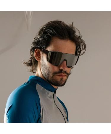 Polarized Cycling Sports Sunglasses with 5 Interchangeable Lenses | UV400 TR90 Lightweight for Men and Women - Ideal for Baseball, Running, Fishing, and Golf | Black-Silver - Buy Online on GoSupps.com
