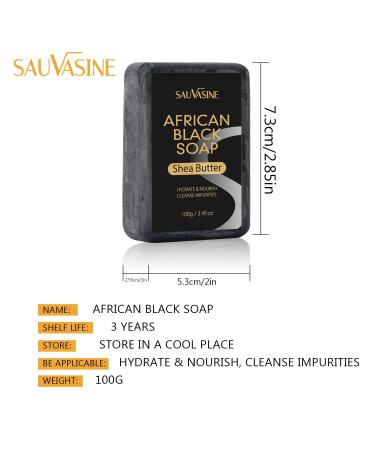 African Black Soap with Shea Butter | Deep Cleansing & Moisturizing Soap for Glowing Skin | Reduces Acne & Refines Pores | Organic Face & Body Soap for Women & Men - Buy Online on GoSupps.com
