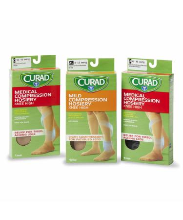 Buy Medline CURAD Knee High Compression Hosiery 20-30 mmHg - Tan Size F (3XL) for Varicose Vein & Edema Relief | International Shipping Available - Buy Online on GoSupps.com