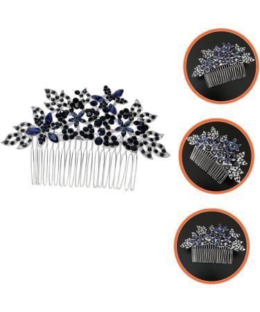 DOITOOL Wedding Tiara Dark Blue Hair Comb Headdresses for Women Bridal Glitter Barrette Girl Hair Clips Hair Combs for Women Accessories Flower Rhinestone Bride Wig European and American - Buy Online on GoSupps.com