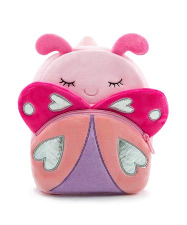 Cute Toddler Backpack Toddler Bag Plush Animal Cartoon Mini Travel Bag for Baby Girl Boy 2-6 Years(Pink Butterfly)