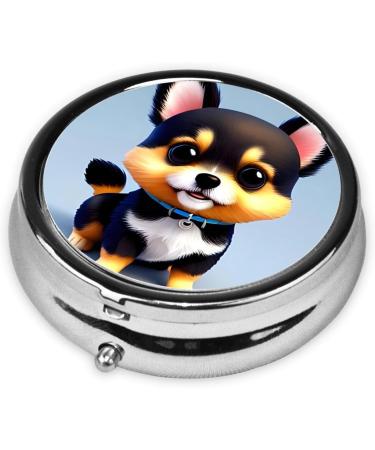 Card Love Fancy Puppy Round Pill Box Organizer 3 Compartment Travel Pill Box for Easy International Shipping - Buy Online on GoSupps.com