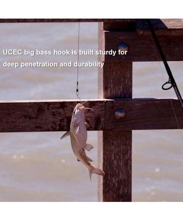 UCEC Fishing Hooks 100pcsbox Offset Wide Gap 2X Strong Worm Hooks for Bass Trout - Sizes 1-50 - Buy Online on GoSupps.com