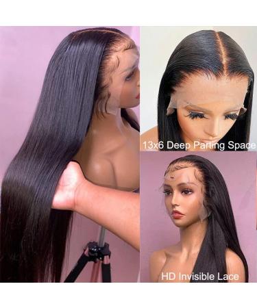 Maxine 22 Inch Brazilian Straight Wave Human Hair Lace Front Wig | 180% Density | HD Transparent Lace | Pre Plucked with Baby Hair | Bleached Knots - 13x6 Frontal Wig for Women - Buy Online on GoSupps.com