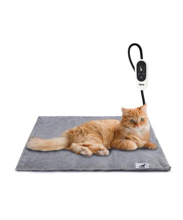 Toozey Pet Heating Pad, 6 Adjustable Temperature Dog Cat Heating Pad with Timer, Indoor Pet Heating Pads for Cats Dogs with Chew Resistant Cord, Electric Pads for Dogs Cats, Pet Heated Mat S: 18" x 16" Grey - Buy Online on GoSupps.com