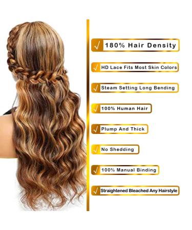 BEANATASHA 18 Ombre Body Wave Lace Front Wig P4/27 | Pre Plucked 180% Density Human Hair - Star Popular Option - Buy Online on GoSupps.com