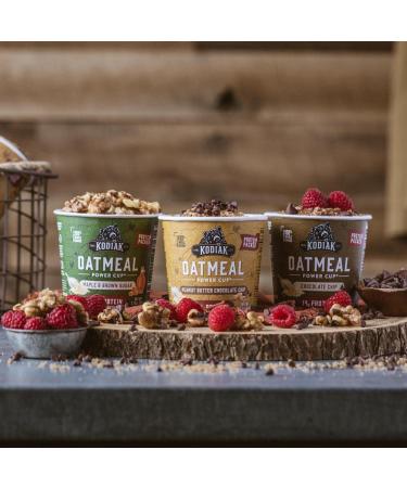 Kodiak Cakes Instant Oatmeal Cups - 100% Whole Grains Variety Pack (Pack of 12) - Peanut Butter Chocolate Chip, Maple & Brown Sugar, Chocolate Chip | High Protein Breakfast on the Go - Buy Online on GoSupps.com