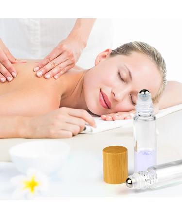 10ml Clear Refillable Glass Roll on Bottles 12pcs Set - Bamboo Roller Bottle for Essential Oils, Perfume Samples - Stainless Steel Roller Ball, Bamboo Cap - Buy Online on GoSupps.com