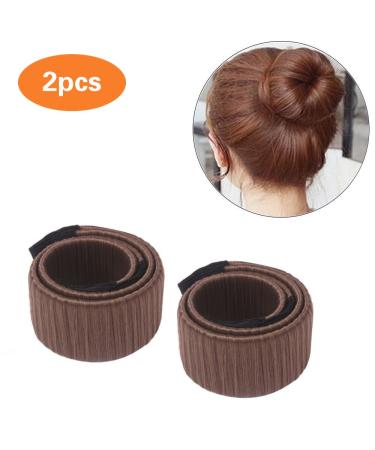 MLMSY hair bun aid in donut shape for great DIY hair styling light brown + dark brown