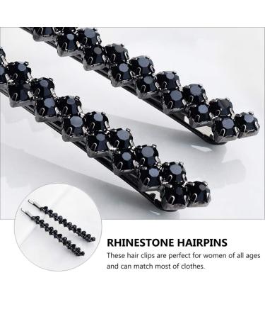 FRCOLOR 2 Pairs Crystal Rhinestone Hair Pins - Stylish Decorative Hair Clips for Women in Black - Buy Online on GoSupps.com