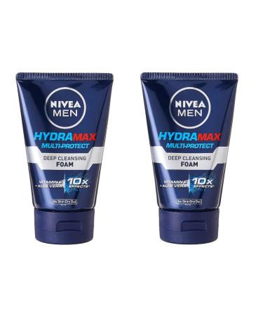 NIVEA MEN Hydramax Multi-Protect Deep Cleansing Foam 100g Vitamin E Face Wash for Men Deep Clean Unclogs Pores Reduces Blemishes Fights Breakouts Hydrates Anti-Aging Daily Skincare 2 Packs