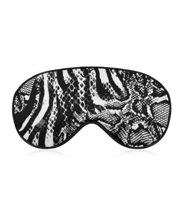 White and Black Leopard Animal Skin Sleep Mask for Women Adjustable Sleeping Eye Shades Cover with Elastic Strap