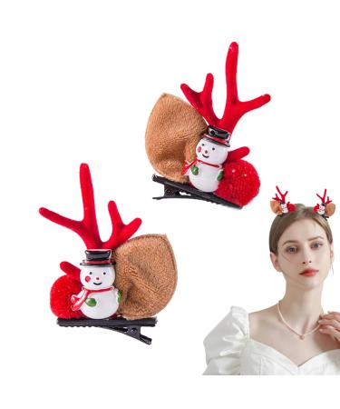 Deer Antler Hairpin - Cute Reindeer Antler Hairpin - Reindeer Antler Headband Cute Reindeer Antlers Ears for Kids and Adults Hondony #1 Snowman Clamp