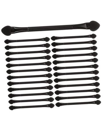 WOONEKY 25 Pcs Double Ended Eye Shadow Stick Lipstick Brush Tool Lip Balm Applicator Accessory Black Plastic