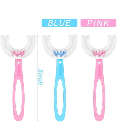 6 Pack Kids U-Shaped Silicone Toothbrushes for Ages 2-8 | Manual Training Toothbrush with Long Handle | Whole Mouth Clean | Blue Pink - Buy Online on GoSupps.com