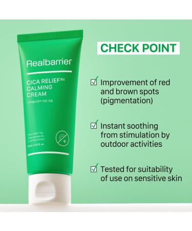 Real Barrier Cica Relief Rx Calming Cream 60ml | Redness Relief & Moisturizing Lotion for Sensitive Skin | Fast Hydration | Korean Skincare - Buy Online on GoSupps.com