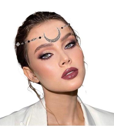 Tgirls Boho Crescent Moon Headbands Crystal Head Chain Vintage Hair Acessories for Women and Girls (Silver 1) - Buy Online on GoSupps.com