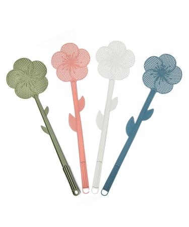 KKRAUS 4 Pack Fly Swatter for Indoors Outdoor Manual Fly Swat Heavy Duty with Long Handle Fly Swatters for Home Kitchen Garden Supplies Flyswatter