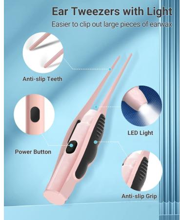 Rechargeable Ear Wax Removal Kit with Light - 7 Piece Set for Adults, Kids and Pets - Pink - Buy Online on GoSupps.com