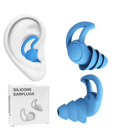 Ear Plugs for Sleeping Noise Cancelling Soft Silicone Reusable Silicone Ear Plugs for Sleep Work Study Swimming Concerts Noise Reduction Comfortable Hearing Protection (Blue)